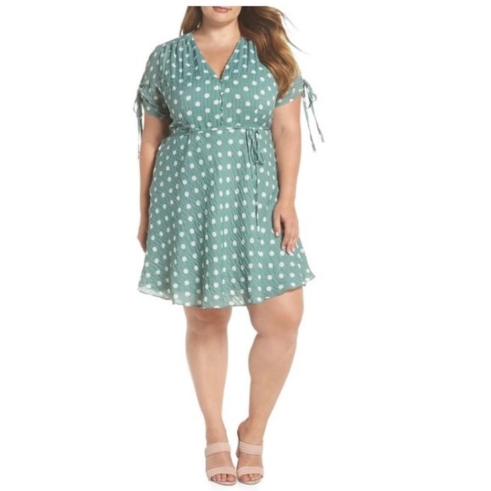 GLAMOROUS Polka Dot Fit & Flare Dress (Plus Size)